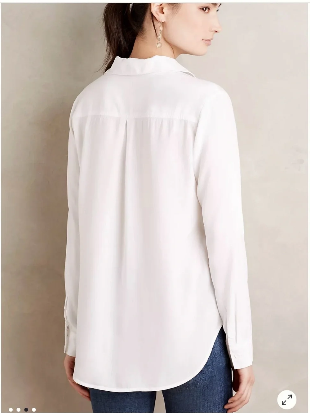 cloth & stone White Lace-Up V-Neck Long-Sleeve Henley Anthropologie
